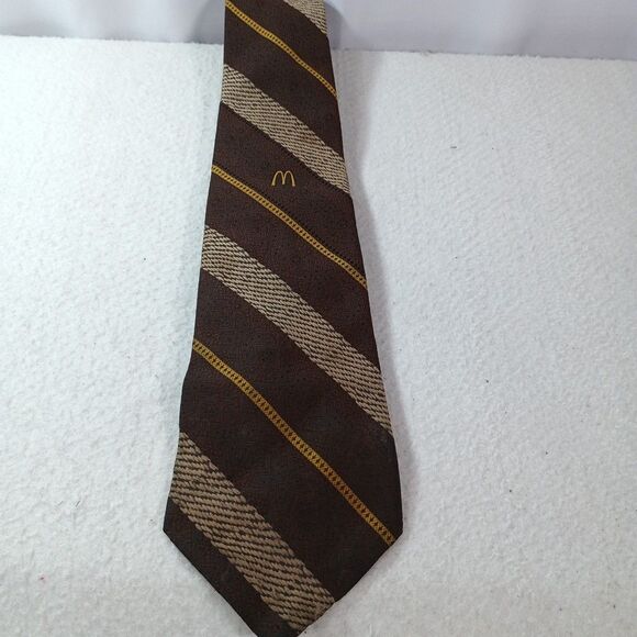 Vintage 70s McDonald’s Manager Tie Prince Consort Golden Clasp Arches - Picture 1 of 10